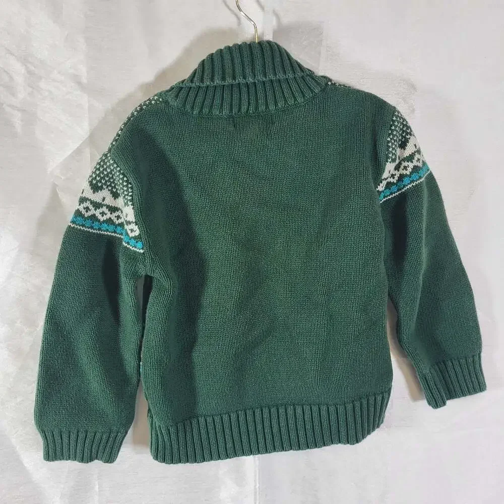 Cherokee Toddler Boys Green Moose Print Shawl Collar Cardigan Sweater